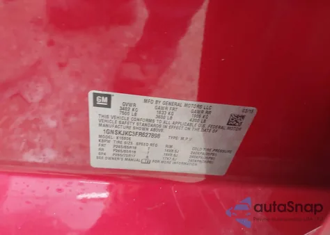 2015 Chevrolet Suburban 1500 Lt from USA, damaged, VIN 1GNSKJKC3FR627898